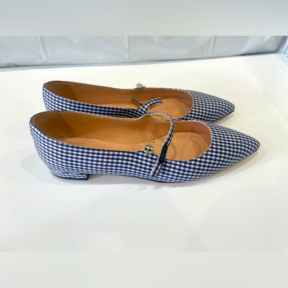 J Crew Point Toe Mary Jane Flat Gingham